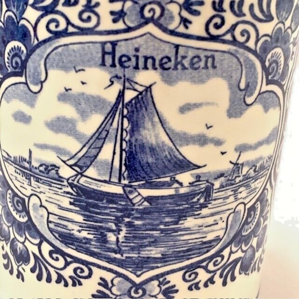 VTG Delft Mug Blue Hand Painted Windmill Cottage Shabby Coastal Decor Retro LRG - Picture 7 of 14